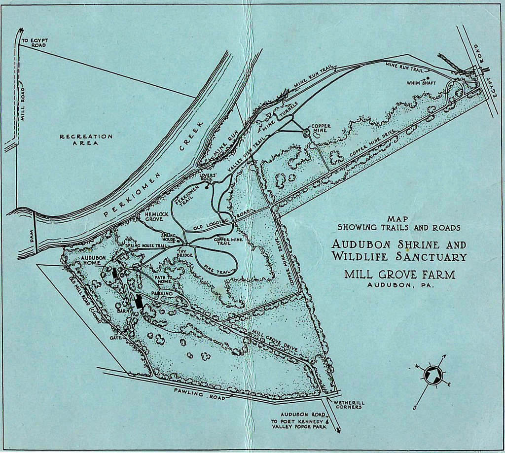 Mill Grove Audubon map circa 1950